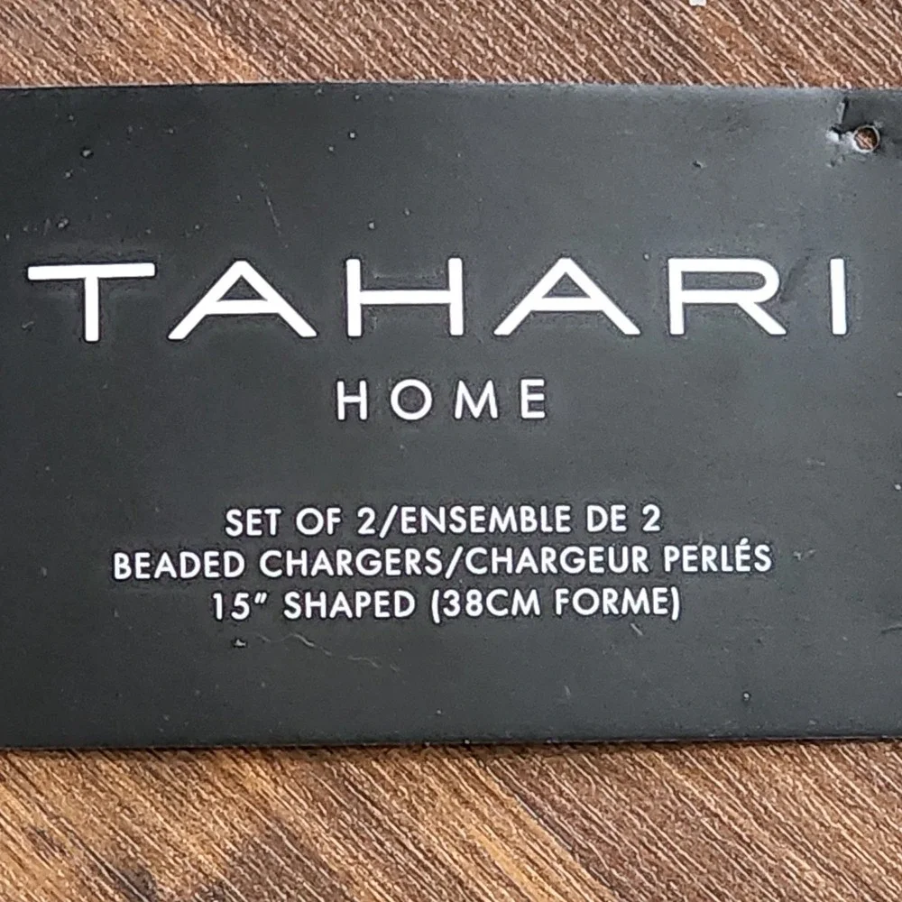 Tahari Home Beaded Pumpkin Chargers Set of 2 Pink Gold 15